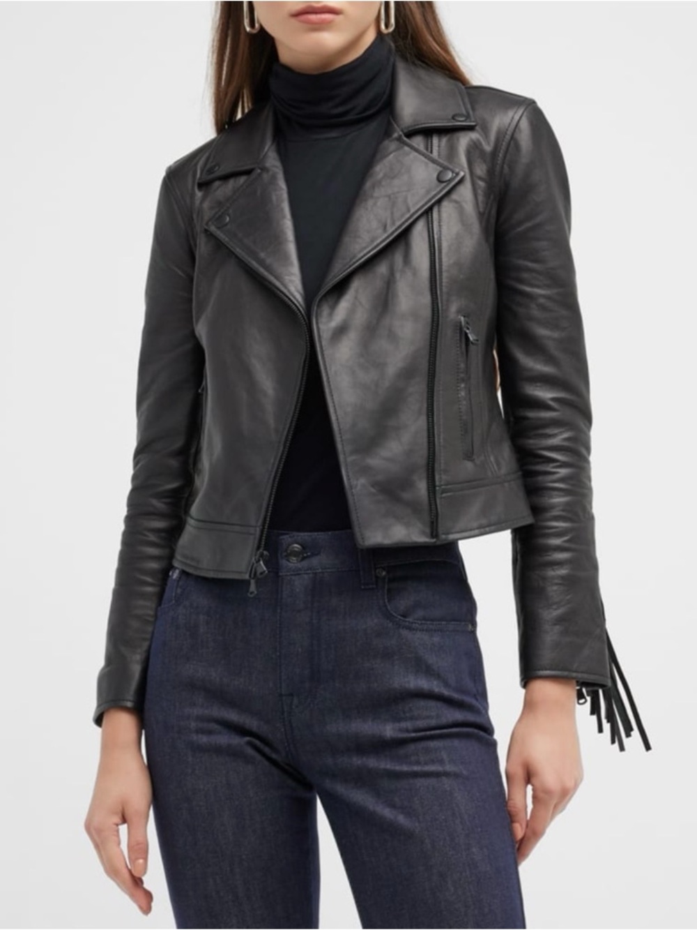 L'Agence
Kravitz Fringe Lambskin Leather Jacket